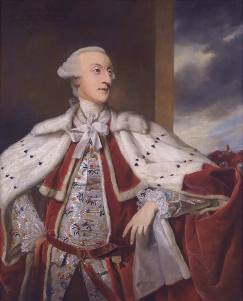 Retrato de Thomas Bruce Brudenell-Bruce, mais tarde 1º conde de Ailesbury, com traje de conde. - Joshua Reynolds