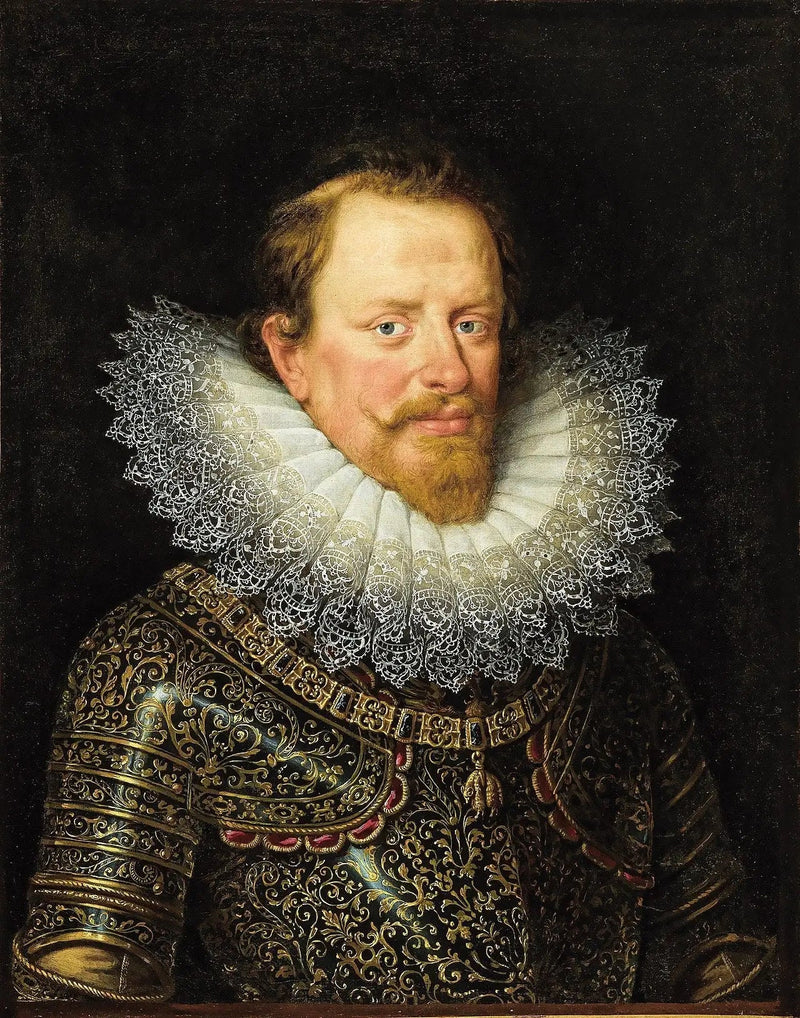 Retrato de Vincenzo Gonzaga, duque de Mântua, vestindo armadura e a Ordem da Jarreteira - Frans Pourbus, o Jovem