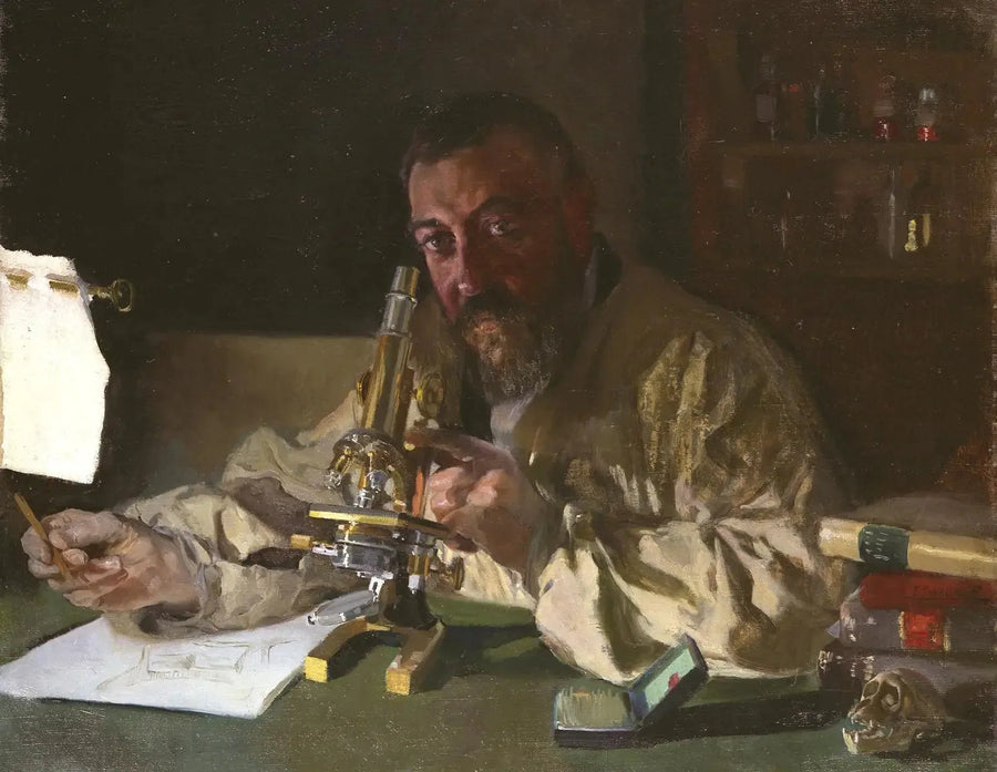 Retrato do Dr. Simarro ao microscópio - Joaquín Sorolla