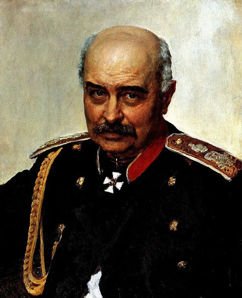 Retrato do general e estadista Mikhail Ivanovich Dragomirov. - Ilya Repin