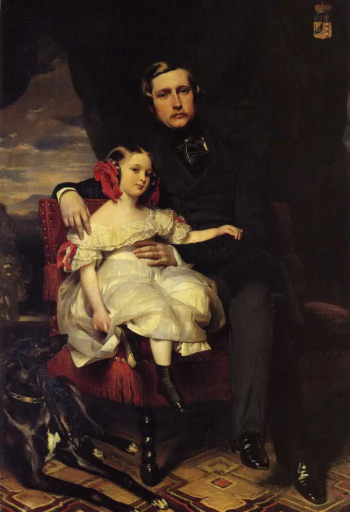 Retrato do príncipe de Wagram e de sua filha Malcy Louise Caroline Frédérique - Franz Xaver Winterhalter