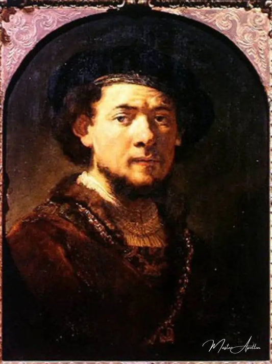 Portrait d'un homme avec une chaîne en or ou, Autoportrait avec barbe - Rembrandt van Rijn - Reproductions de tableaux et peintures haut de gamme