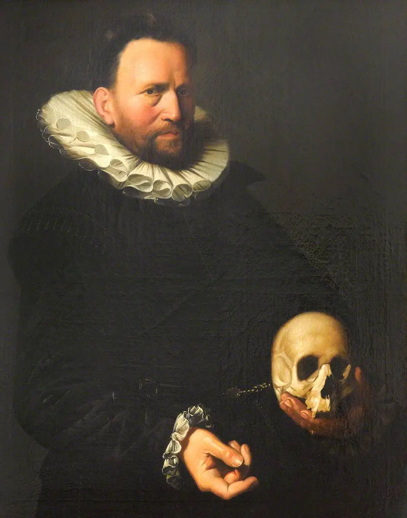 Retrato de um homem segurando uma caveira - Frans Hals