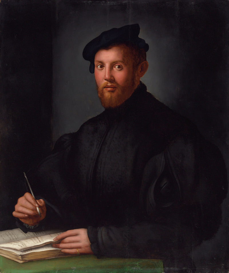 Retrato de um jovem em preto com um livro - Bronzino