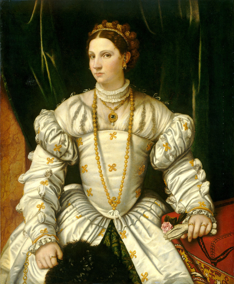 Retrato de uma dama de branco, talvez Barbara Radziwill (1520/23-1551), rainha da Polônia - Alessandro Bonvicino