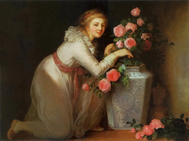 Retrato de uma dama segurando um buquê. - Élisabeth Vigée Le Brun