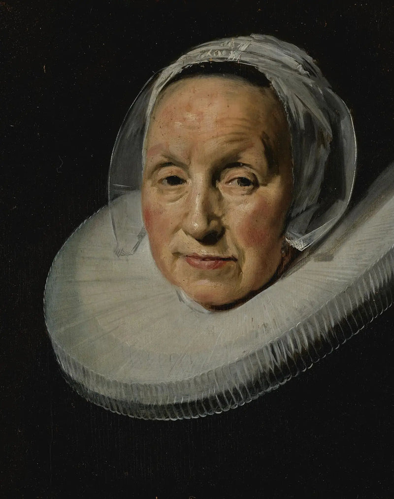 retrato de uma mulher com uma gola ampliada e cortada em relação ao seu tamanho original - Frans Hals