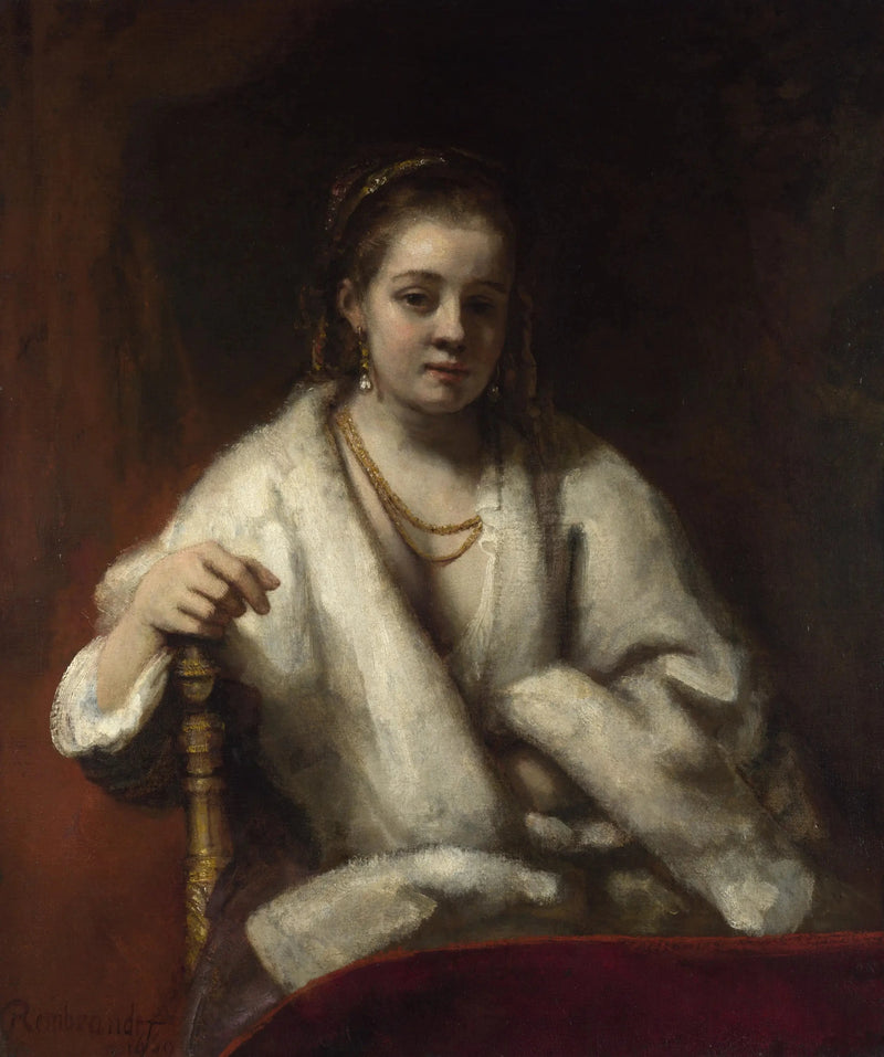Hendrickje com echarpe de pele - Rembrandt