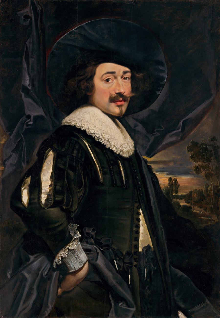 Portrait d'un homme au chapeau à larges bords - Flemish 17th century