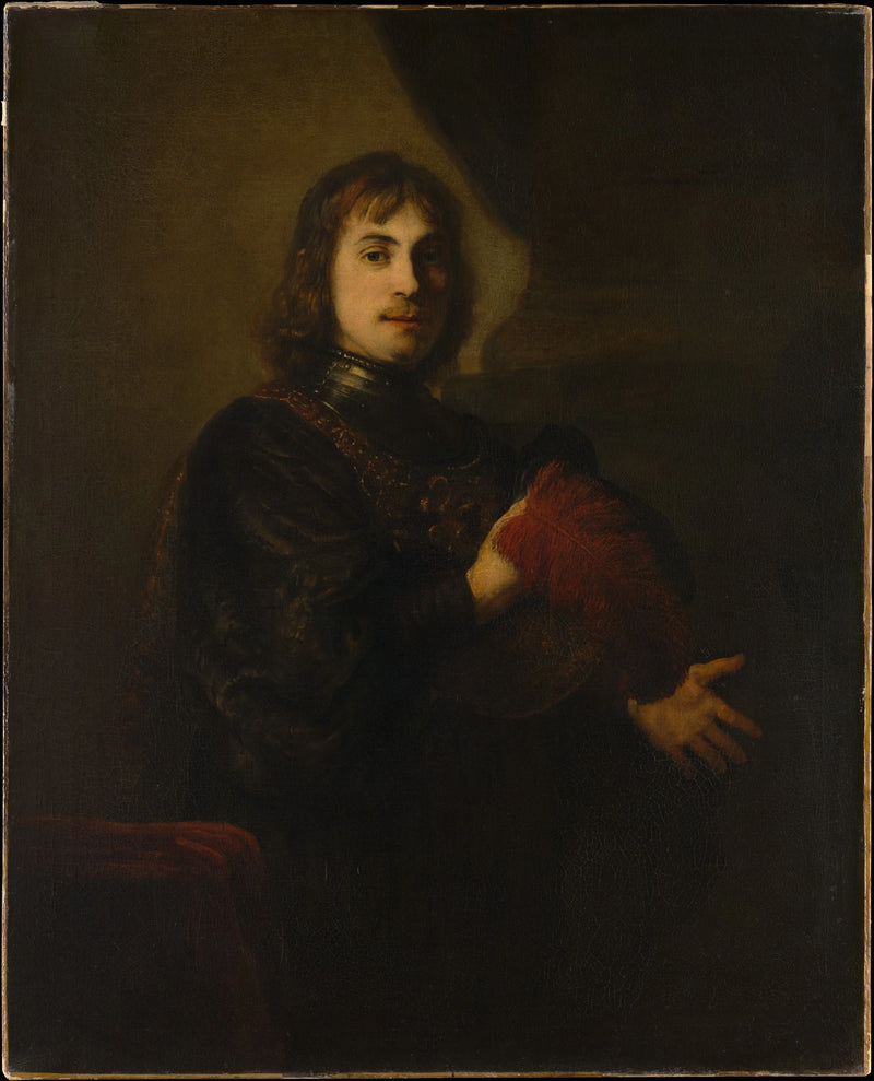Retrato de um homem com uma armadura e um chapéu de penas - Rembrandt