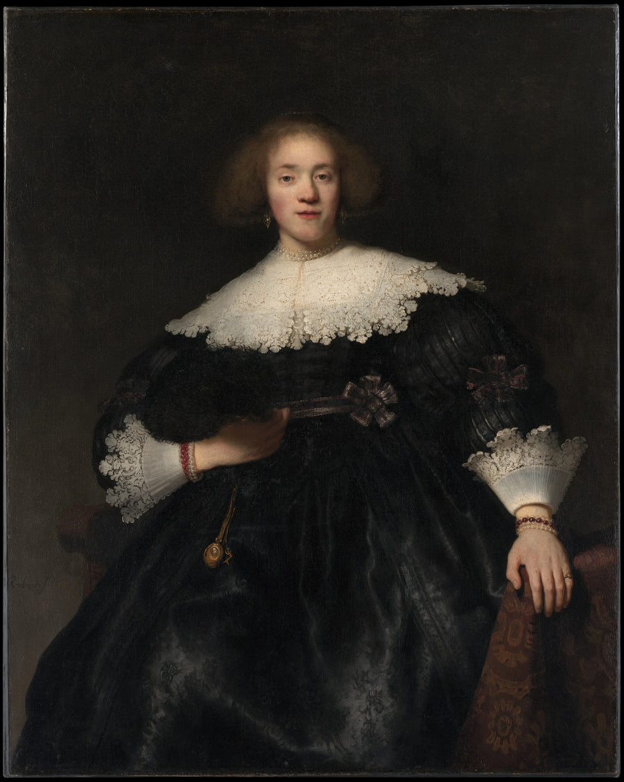 Retrato de uma mulher com um leque - Rembrandt