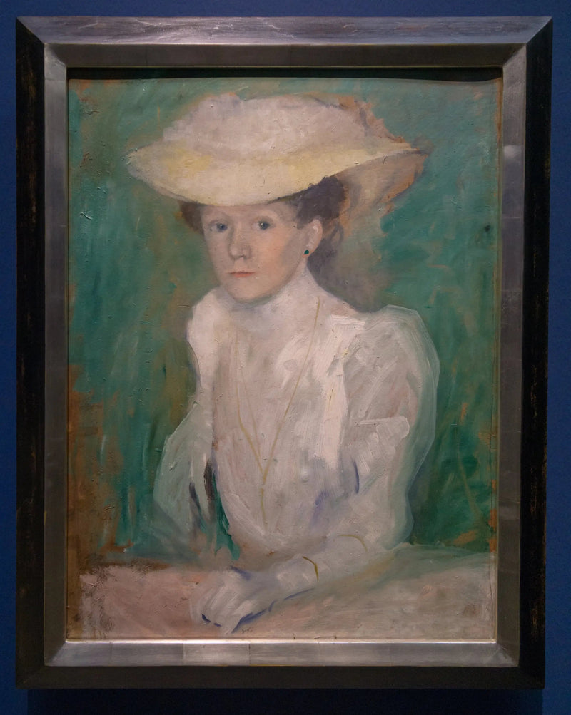 Retrato de Ottilie Macke com blusa branca - August Macke