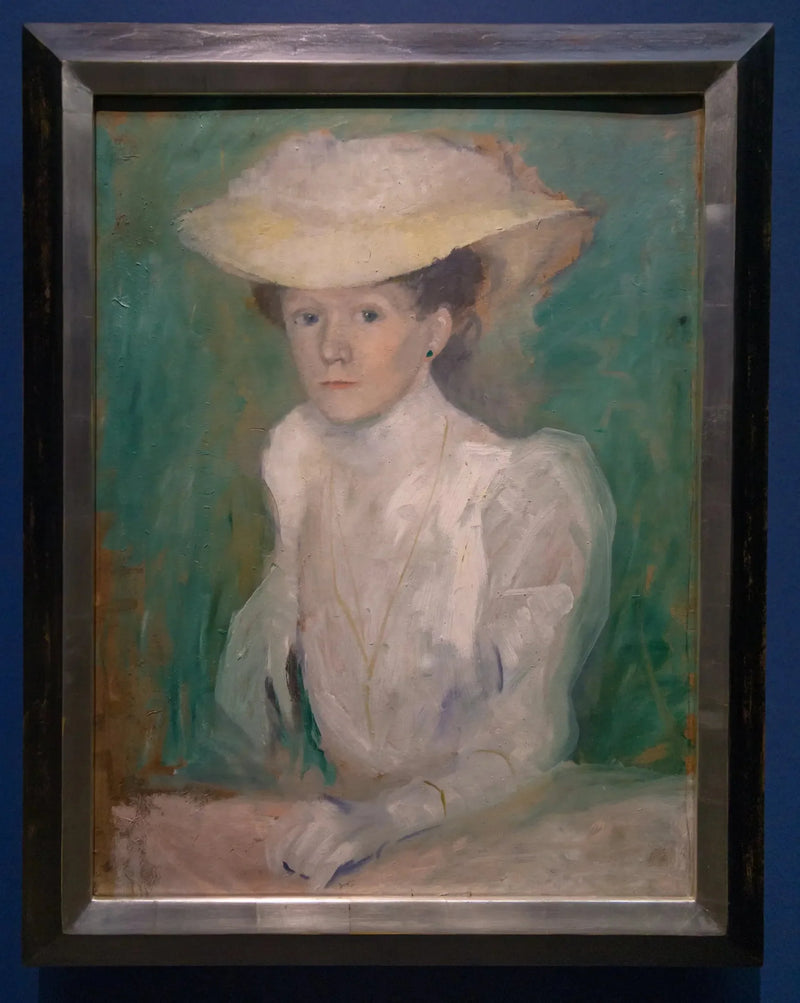 Retrato de Ottilie Macke com blusa branca - August Macke