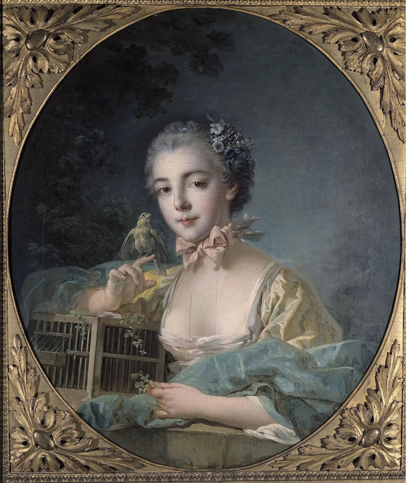 Retrato presumido de Marie-Émilie Baudouin, filha do pintor - François Boucher