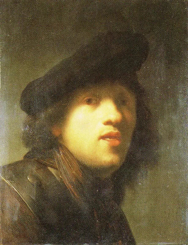 Autorretrato com um morango e um boina - Rembrandt