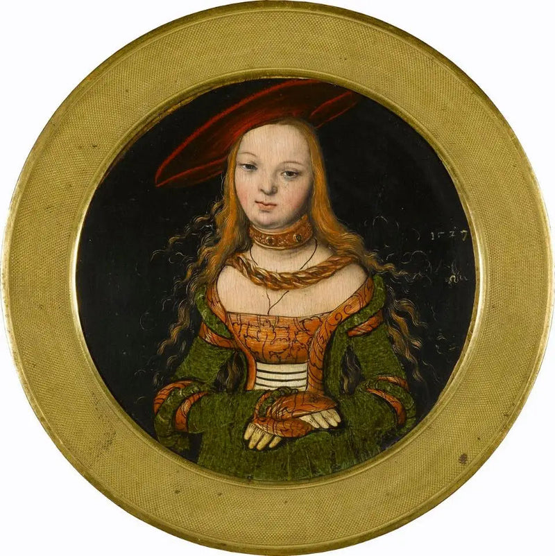 Retrato redondo de uma jovem mulher - Lucas Cranach, o Velho