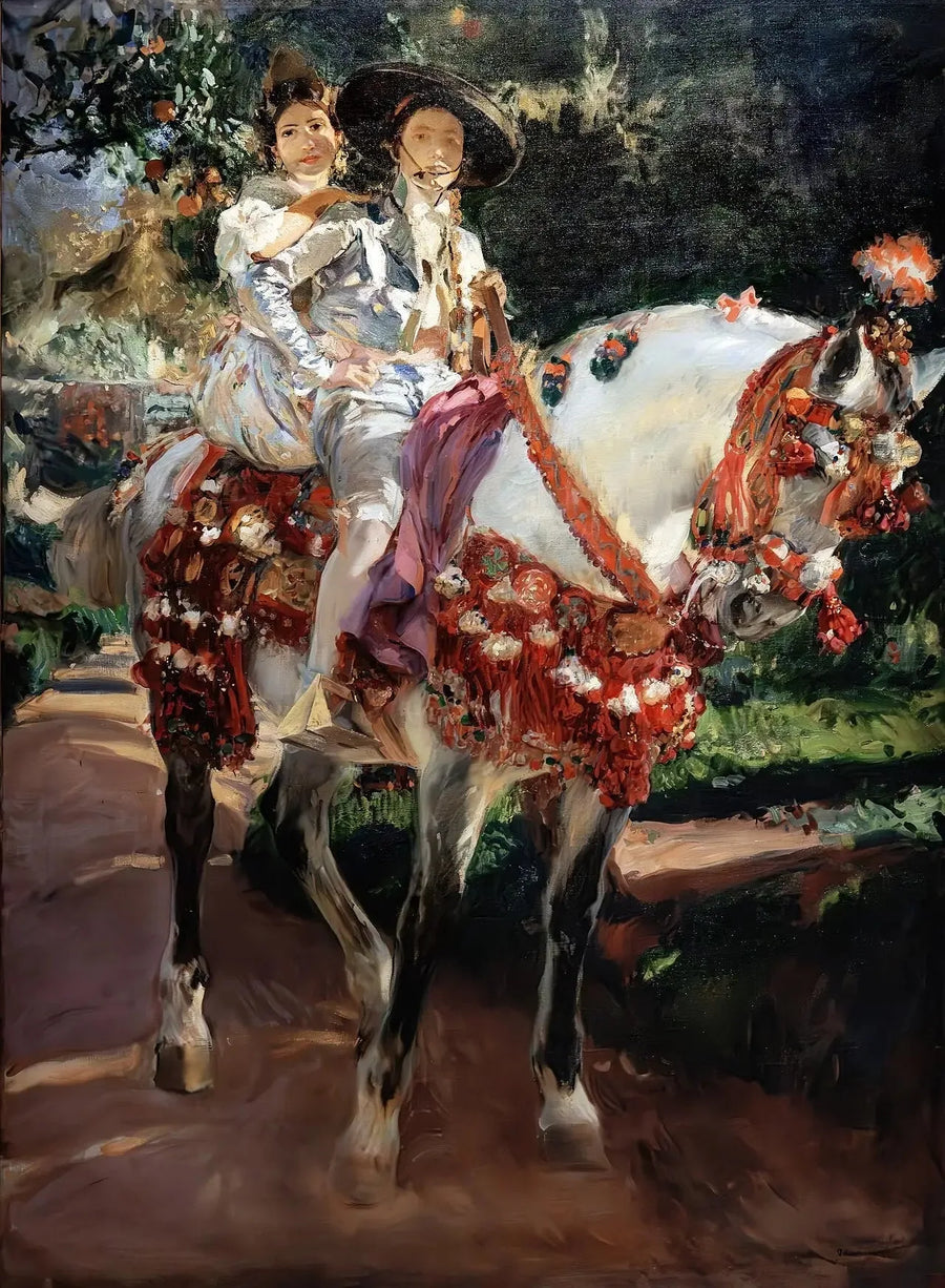 Retratos de Elena e Maria com trajes valencianos antigos. - Joaquín Sorolla