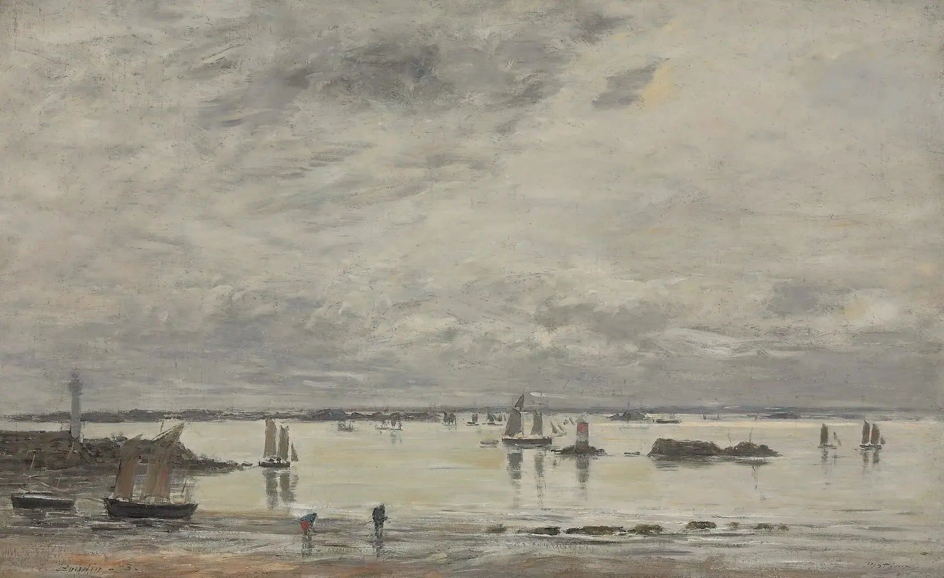 Portrieux, le port marée basse - Eugène Boudin image 1 reproduction de peinture à l’huile
