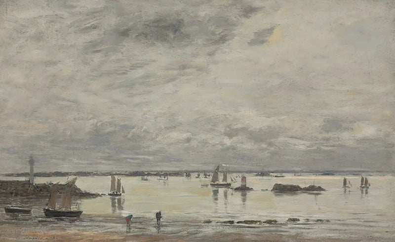 Portrieux, o porto na maré baixa - Eugène Boudin