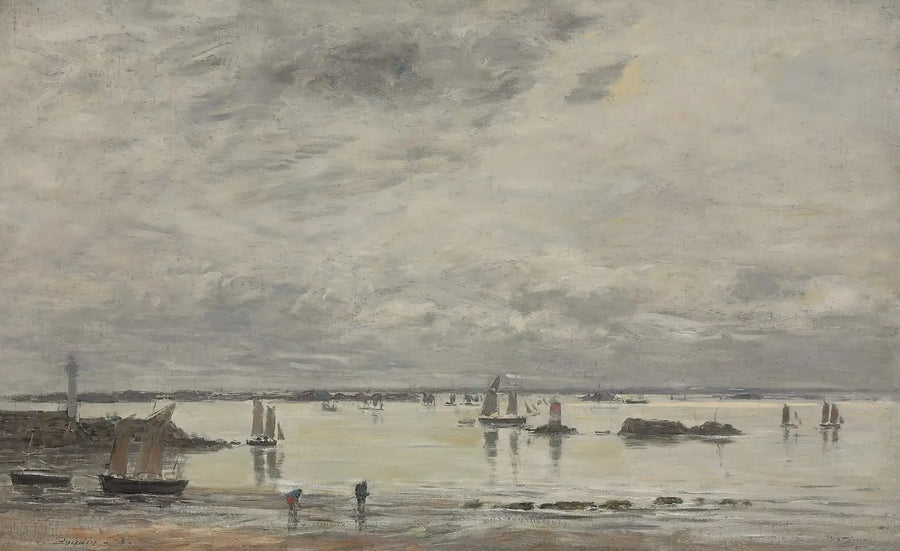 Portrieux, o porto na maré baixa - Eugène Boudin