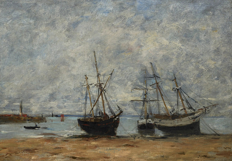 Portrieux, o porto na maré baixa - Eugène Boudin