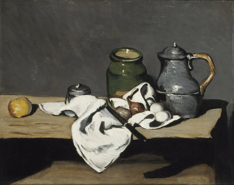 Vaso verde e chaleira de estanho - Paul Cézanne
