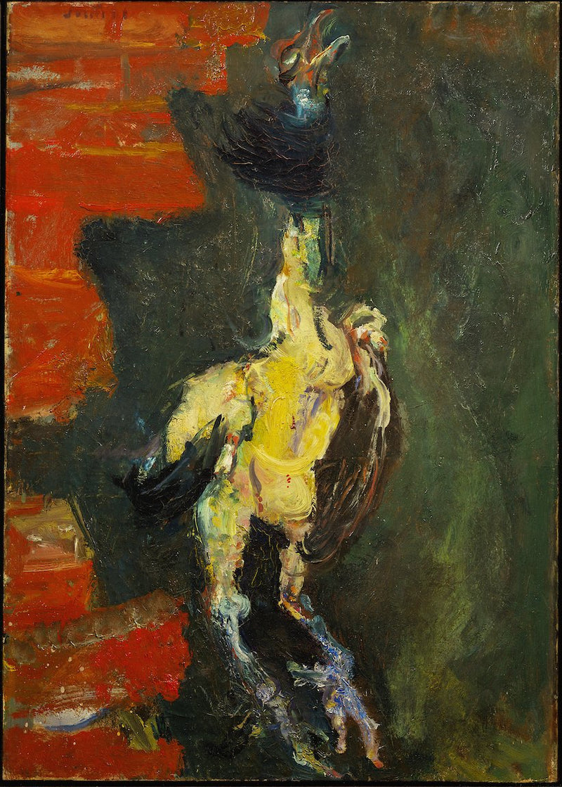 Frango pendurado diante de uma parede de tijolos - Chaim Soutine
