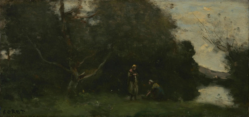 Pradaria à beira da água - Jean-Baptiste Camille Corot