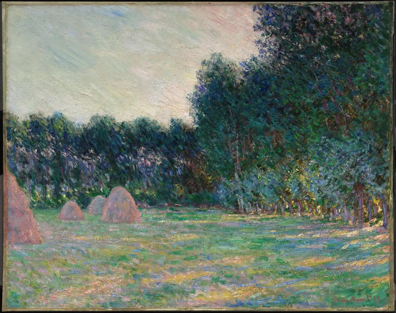 Pradaria com montes de feno perto de Giverny - Claude Monet