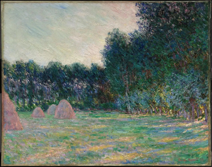 Pradaria com montes de feno perto de Giverny - Claude Monet