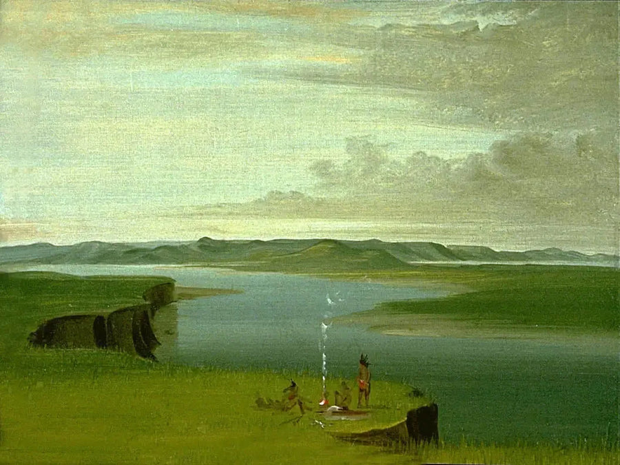 Prairie Bluffs ao nascer do sol, perto da foz do rio Yellowstone - George Catlin