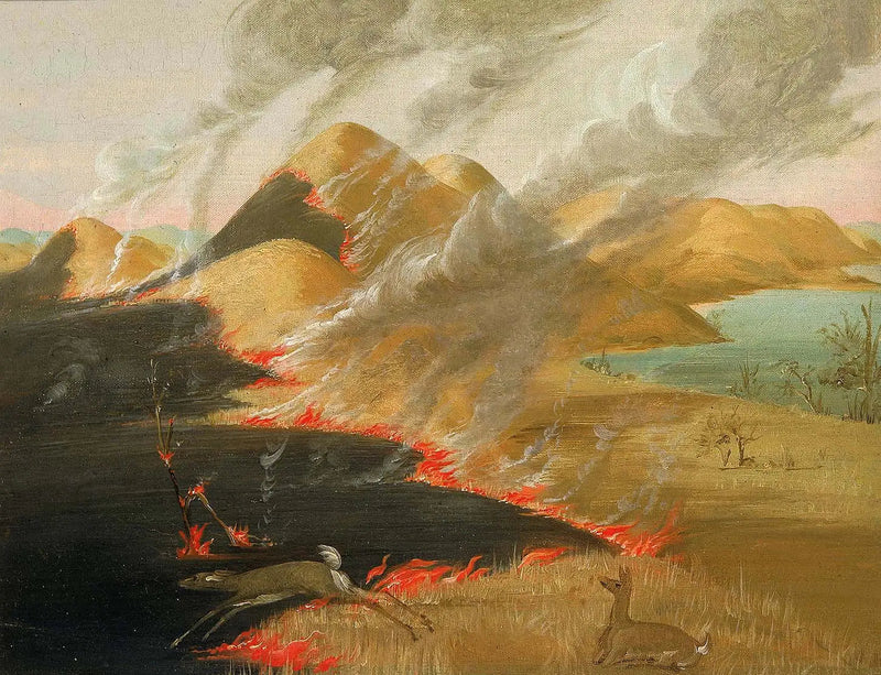 Pradaria Bluffs em chamas - George Catlin