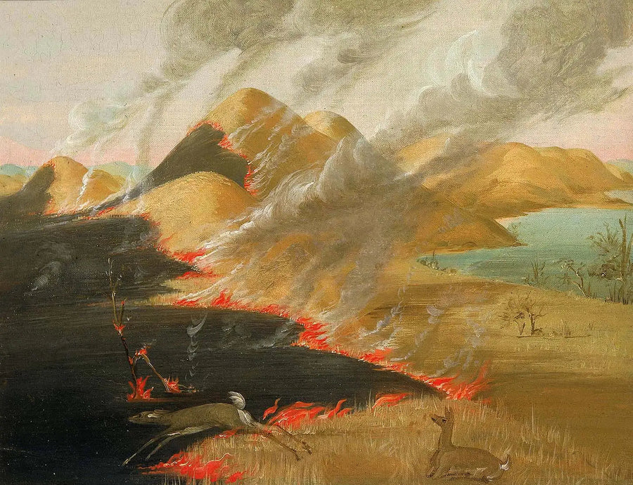 Pradaria Bluffs em chamas - George Catlin