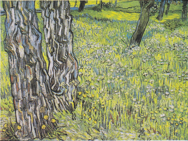 Pradaria florida com árvores e dentes-de-leão - Vincent van Gogh