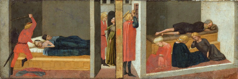 Prédella de altar; Painel da direita: O parricídio de São Julião - O milagre de São Nicolau de Bari - Masaccio