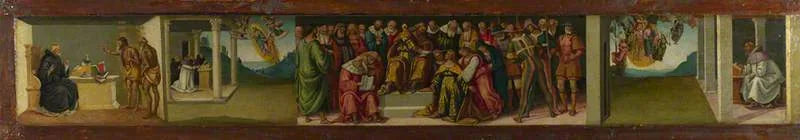 Prédella: Esther e a vida de São Jerônimo - Luca Signorelli