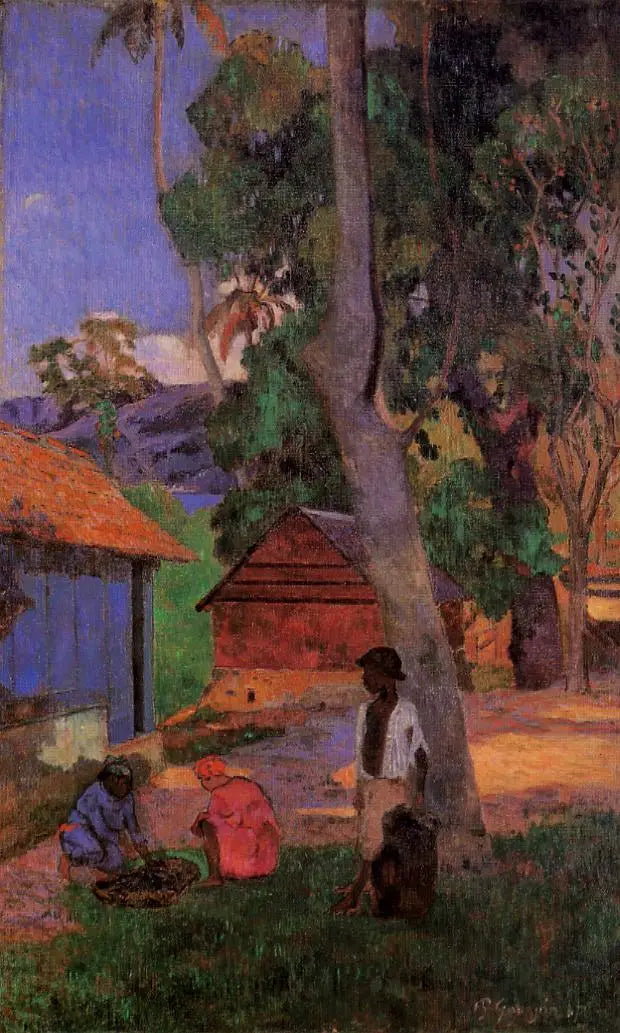Perto das cabanas, ou Ao redor das palhoças - Paul Gauguin