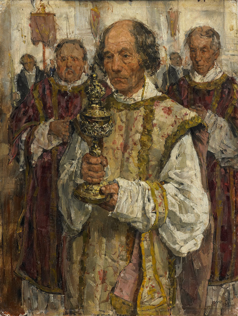 Procissão na antiga igreja católica de Haia com o padre Cornelis Hendrikus van Vlooten - Isaac Israëls