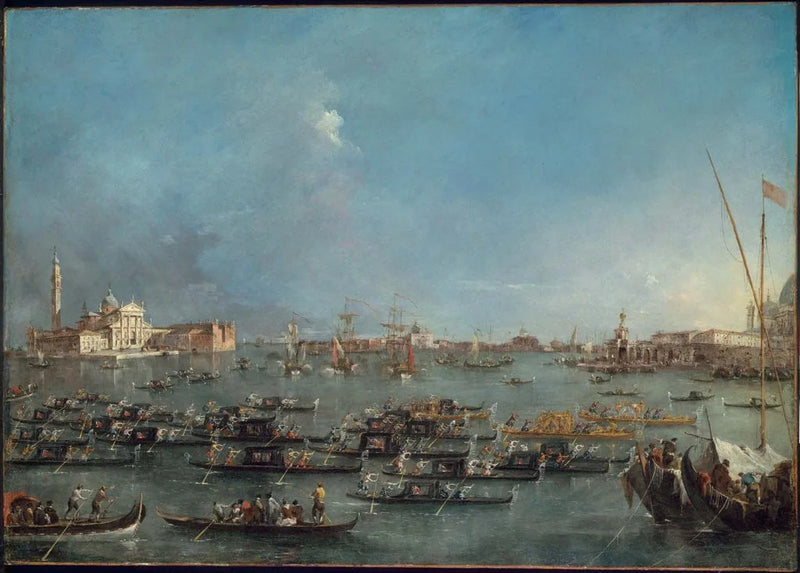 Procissão de gôndolas no Bacino di San Marco - Francesco Guardi