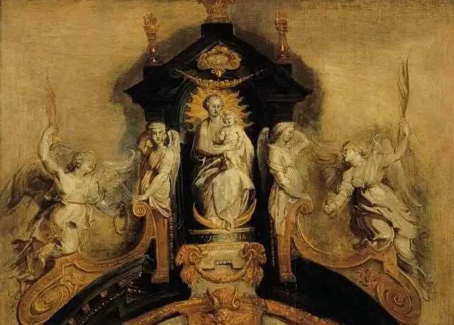 Projeto para a coroação do altar-mor da igreja dos Jesuítas de Antuérpia (atualmente São Carlos Borromeu) - Peter Paul Rubens