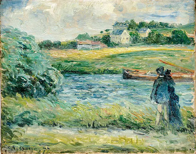 Passeio à beira da água, Pontoise - Camille Pissarro