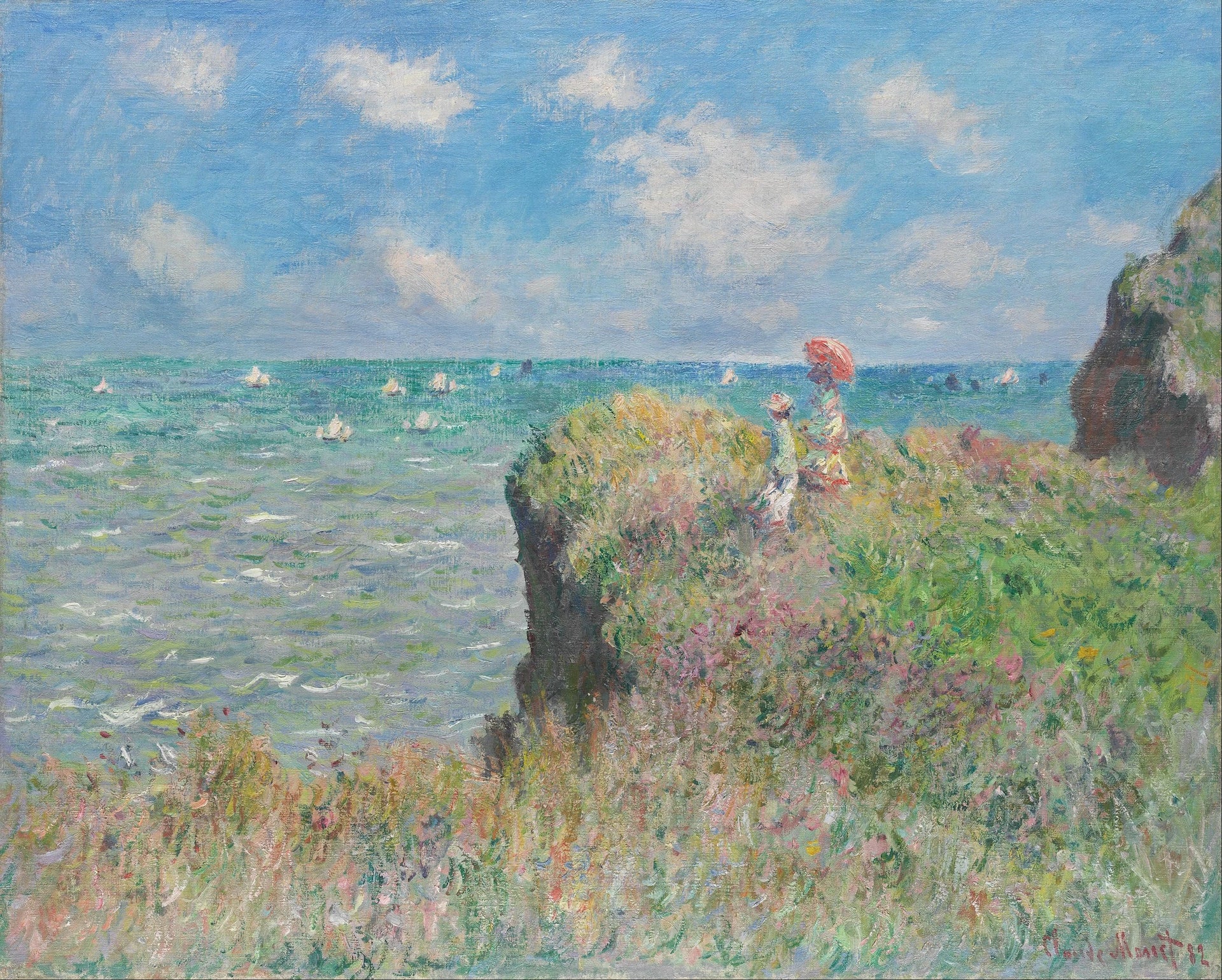 Promenade sur la falaise, Pourville W758 par Claude Monet, Art Institute of Chicago