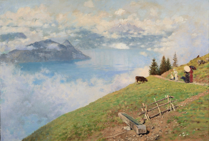 Passeio às margens do lago de Lucerna - Giuseppe De Nittis