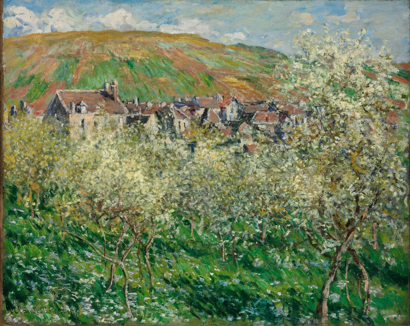 Ameixeiras em flor em Vétheuil W520 - Claude Monet