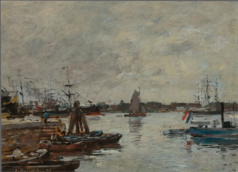 Cais de atracação em Roterdã - Eugène Boudin