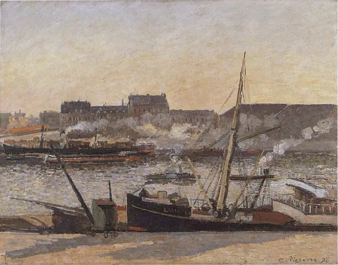 Cais da Bolsa, Rouen, tarde - Camille Pissarro