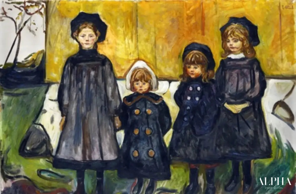 Quatre filles à Asgardstrand - Edvard Munch - Reproductions de tableaux et peintures haut de gamme