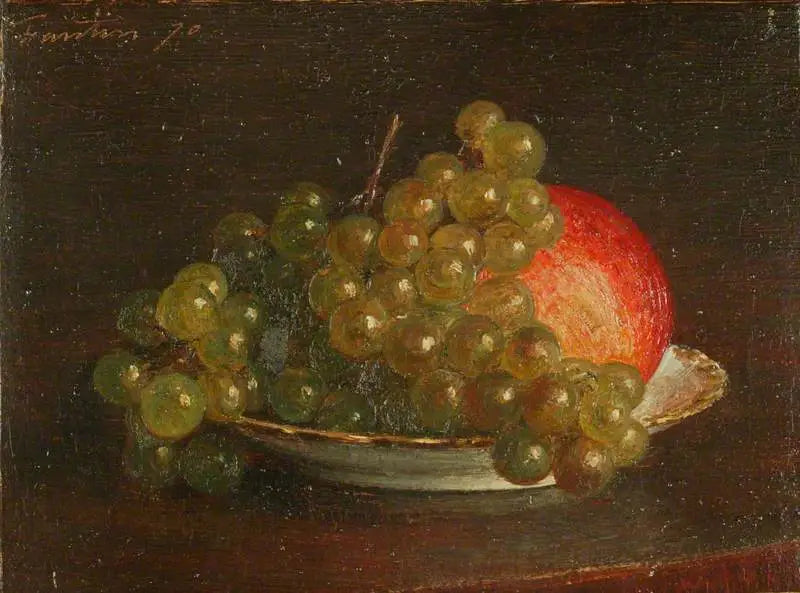 Raisin blanc et pomme dans une soucoupe - Henri Fantin-Latour - Alpha Reproduction