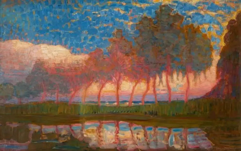 Fileira de onze álamos vermelhos, amarelos, azuis e verdes - Piet Mondrian