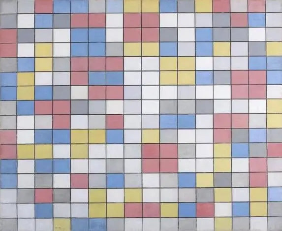 Composição Raster 9: a composição dambord contém cores diferentes - Piet Mondrian